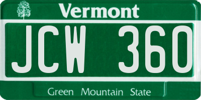 VT license plate JCW360