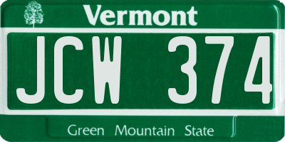 VT license plate JCW374