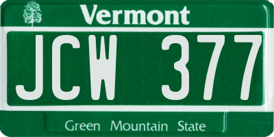 VT license plate JCW377