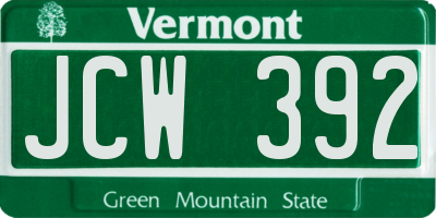 VT license plate JCW392