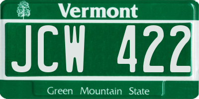 VT license plate JCW422