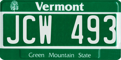VT license plate JCW493