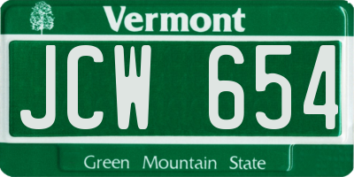 VT license plate JCW654