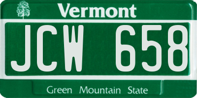 VT license plate JCW658
