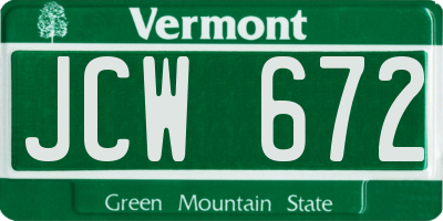 VT license plate JCW672