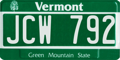 VT license plate JCW792