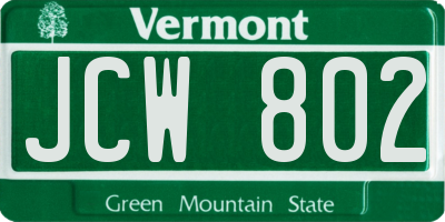 VT license plate JCW802