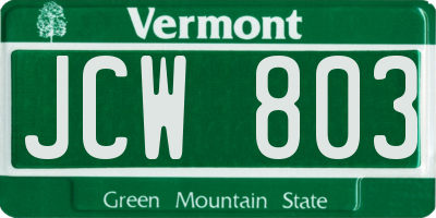 VT license plate JCW803