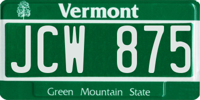 VT license plate JCW875