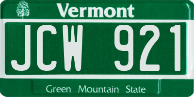 VT license plate JCW921