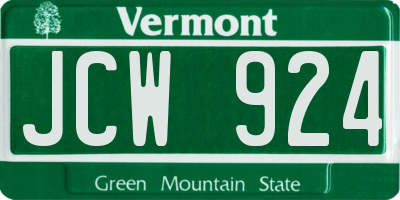 VT license plate JCW924