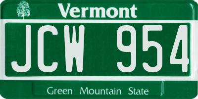 VT license plate JCW954