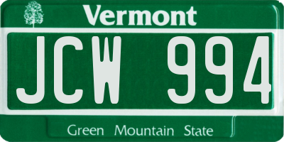 VT license plate JCW994