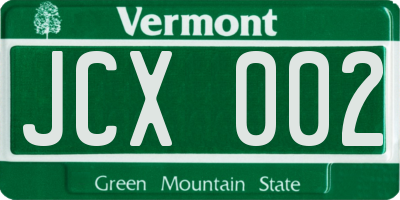 VT license plate JCX002