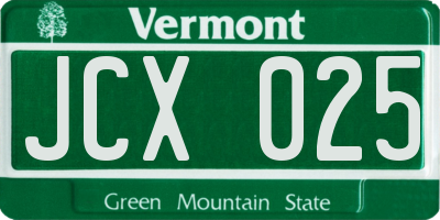 VT license plate JCX025