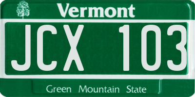 VT license plate JCX103