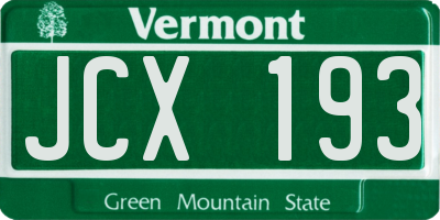 VT license plate JCX193