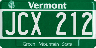 VT license plate JCX212