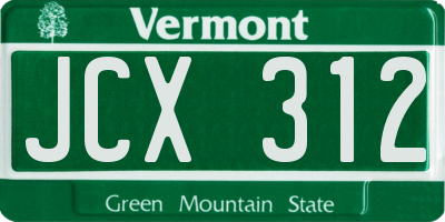 VT license plate JCX312