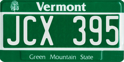 VT license plate JCX395