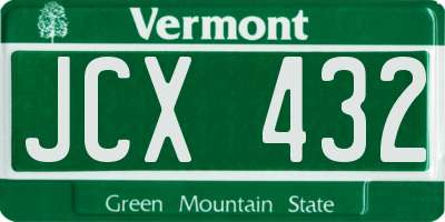 VT license plate JCX432