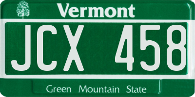 VT license plate JCX458