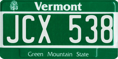 VT license plate JCX538