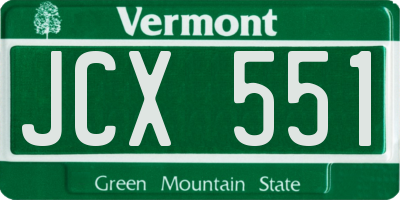 VT license plate JCX551