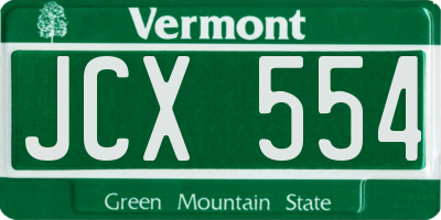 VT license plate JCX554
