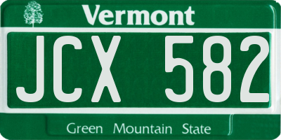 VT license plate JCX582