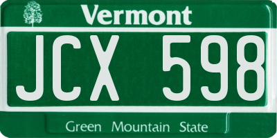 VT license plate JCX598