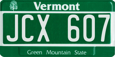 VT license plate JCX607