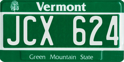 VT license plate JCX624