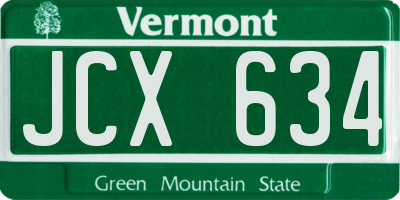 VT license plate JCX634