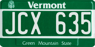 VT license plate JCX635