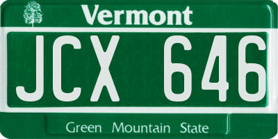VT license plate JCX646