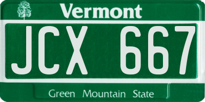 VT license plate JCX667