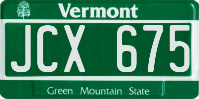 VT license plate JCX675