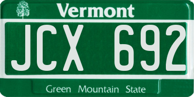 VT license plate JCX692