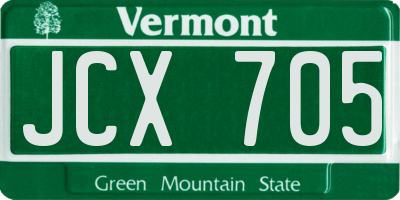 VT license plate JCX705