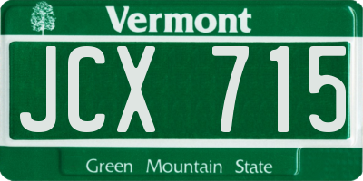 VT license plate JCX715