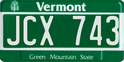 VT license plate JCX743