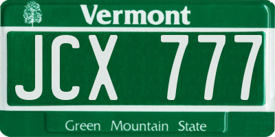 VT license plate JCX777
