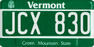 VT license plate JCX830
