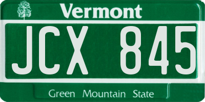 VT license plate JCX845