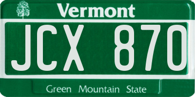 VT license plate JCX870