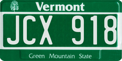 VT license plate JCX918