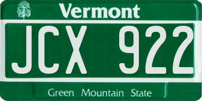 VT license plate JCX922