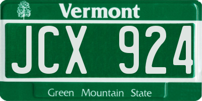 VT license plate JCX924