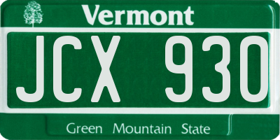 VT license plate JCX930